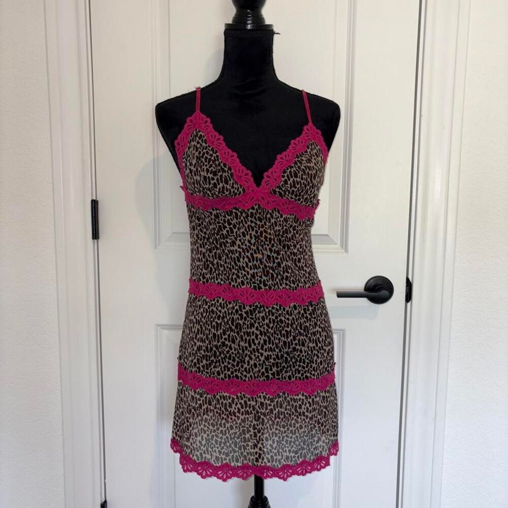Vintage Rampage Hot Pink and Cheetah Print Slip dress